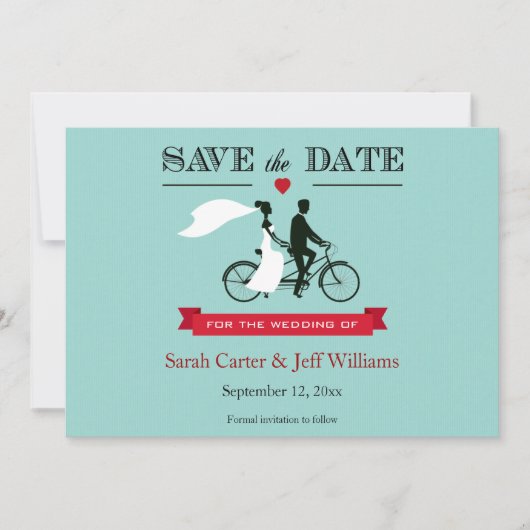 Tandem-Fahrrad Speichern Sie die Datumskarten Save The Date (Vorderseite)