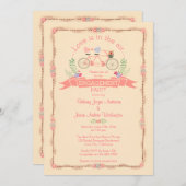 Tandem-Fahrrad-, Vögel- und Bannerbindungspartei Einladung (Vorne/Hinten)