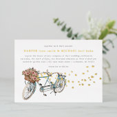 Tandem-Fahrradhochzeit Gold Folieneinladung (Stehend vorne)