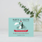 Tandem FahrradWedding Save the Date Postcard Ankündigungspostkarte (Stehend Vorderseite)