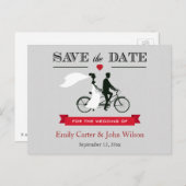 Tandem FahrradWedding Save the Date Postcard Ankündigungspostkarte (Vorne/Hinten)