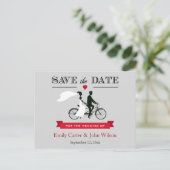 Tandem FahrradWedding Save the Date Postcard Ankündigungspostkarte (Stehend Vorderseite)