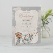 Tandem-Fahrradweltkarte Folieneinladung (Stehend vorne)