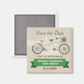 Tandem Green Bicycle Save the Date Magnet (Vorderseite/Rückseite)