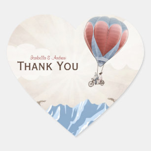 TANDEM LIEBE DREAM Vielen Dank für Ihr Hochzeitsti Herz-Aufkleber