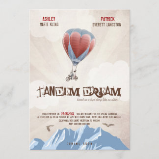 Tandem Love Dream Hochzeits-Einladung (Film-Stil) Einladung