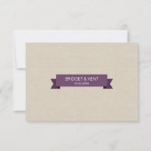 Tandem Plum Bicycle Wedding Imitate Linen UAWG RSVP Karte (Rückseite)