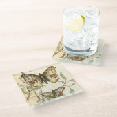 Tandem schlägt über grüne Blätter Glasuntersetzer (Schrägansicht)