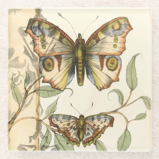 Tandem schlägt über grüne Blätter Glasuntersetzer (Vorderseite)