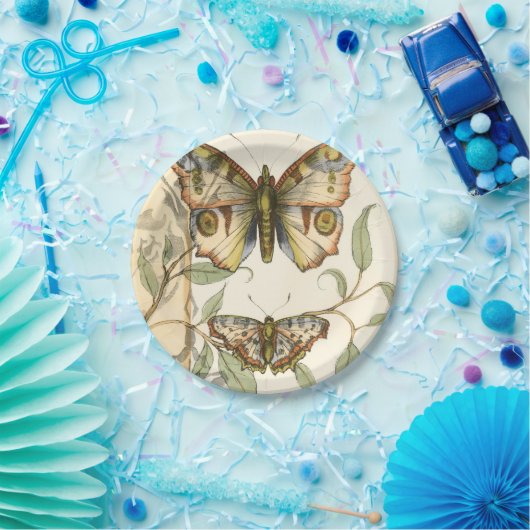 Tandem schlägt über grüne Blätter Pappteller (Party)