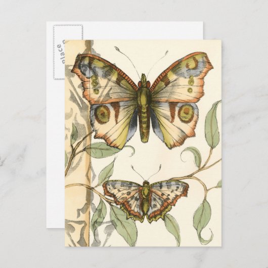 Tandem schlägt über grüne Blätter Postkarte (Vorne/Hinten)