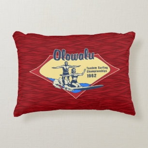 Tandem-Surfen Hawaiian Vintage-Surf-Design Zierkissen