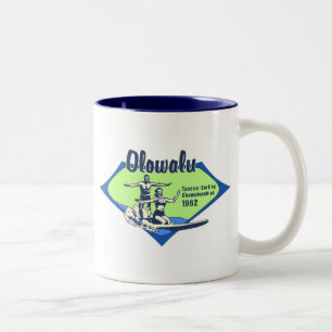 Tandem-Surfen Hawaiian Vintage-Surf-Design Zweifarbige Tasse