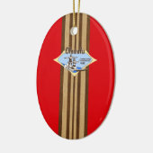 Tandem Surfen Hawaiianische Imitate Holzsurfboard Keramik Ornament (Links)