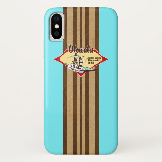 Tandem Surfen Hawaiianische Imitate Wood Aqua Surf Case-Mate iPhone Hülle (Rückseite)