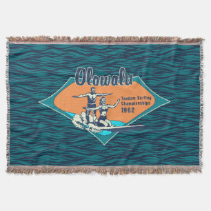 Tandem-Surfen Hawaiianisches Vintage-Surf-Design Decke