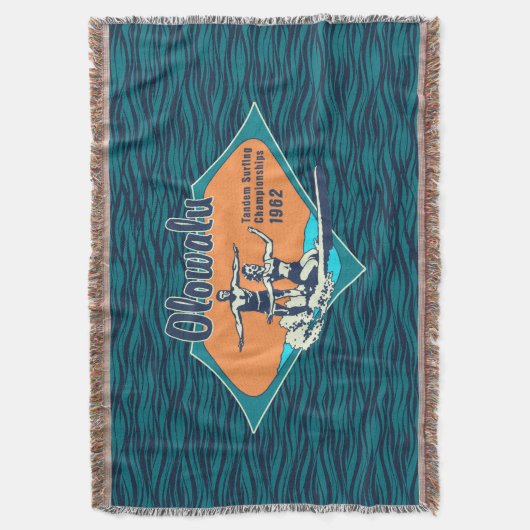 Tandem Surfen Hawaiianisches Vintages Surfdesign Decke (Vorderseite Vertikal)