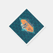 Tandem Surfen Hawaiianisches Vintages Surfdesign Serviette (Ecke)