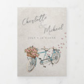 Tandembike mit Herz Hochzeit Dreifach Gefaltete Einladung (Cover)