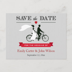 Tandemfahrrad, das Save the Date Postkarte Wedding
