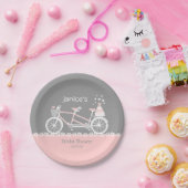 Tandemfahrrad-Hochzeit Pappteller (Party)