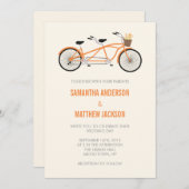 Tandemfahrrad-Hochzeits-Einladung - Orange Einladung (Vorne/Hinten)