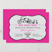 Tandemfahrrad-Mädchen-Babyparty-Einladung Einladung (Vorne/Hinten)