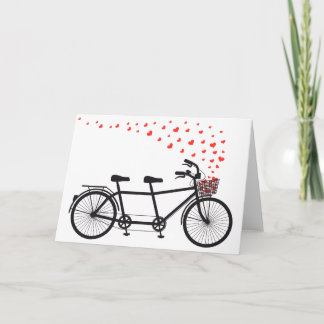 Tandemfahrrad mit roten Herzen Karte