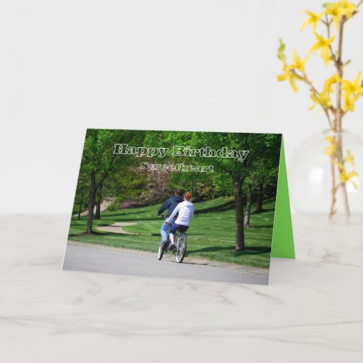 Tandemfahrrad-Schatz-alles- Gute zum Karte (Gelbe Blume)