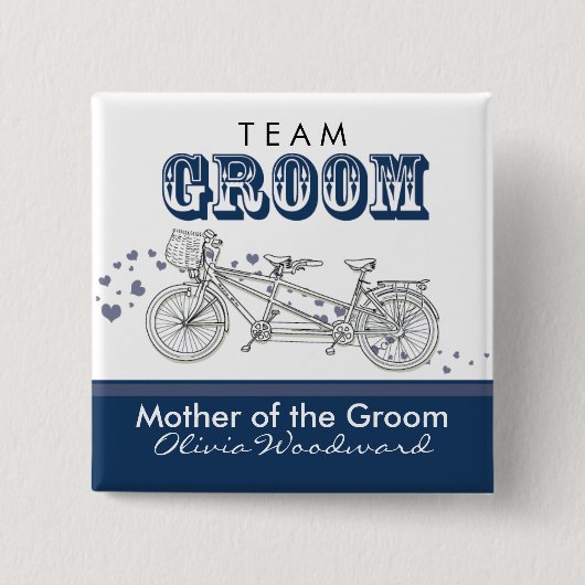 Tandemfahrrad-"Team-Bräutigam-" Brautparty-Knopf Button (Vorderseite)