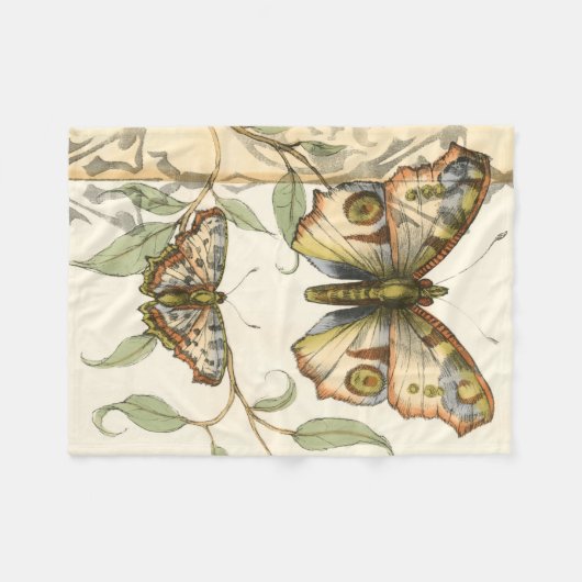 Tandemschmetterlinge über grünem Blätter Fleecedecke (Vorderseite (Horizontal))