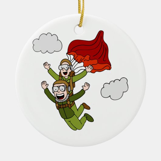 TandemSkydiving vektorCartoon Keramikornament (Vorne)