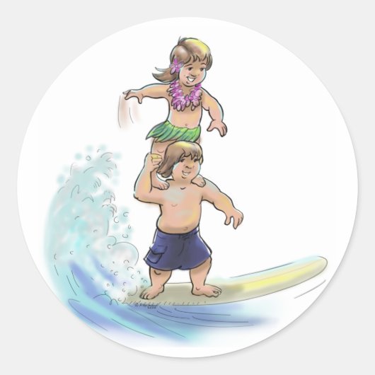 Tandemsurfer Runder Aufkleber (Vorderseite)