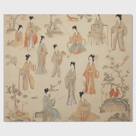 Tang Dynsty Handmaidens Geschenkwrap Geschenkpapier (Flach)