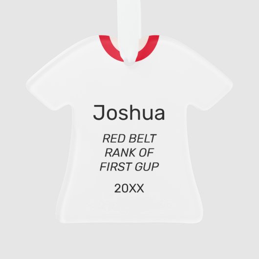 Tang Soo Do 1. Gup Roter Gürtel Personalisiert Ornament (Rückseite)