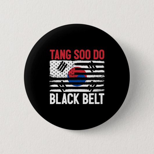 Tang Soo Do Black Belt Karate Kämpfer Koreanischer Button (Vorderseite)