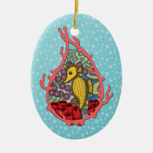 Tanga das Seepferdchen-Ornament Keramik Ornament