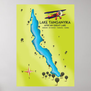 Tanganjikasee Afrikanischer Großsee Karte Poster