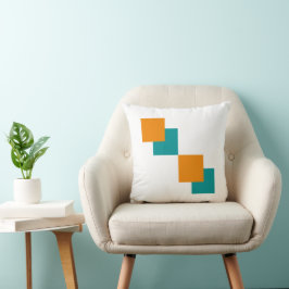 Tangarine und aquamarine Minimalquadrate Kissen
