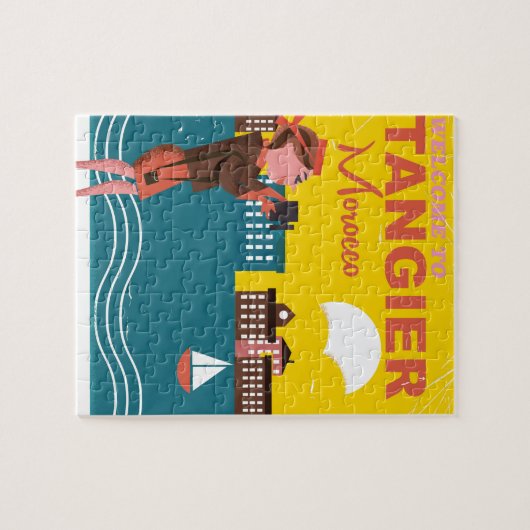 Tanger Port morocco Retro altes Reiseplakat. Puzzle (Horizontal)