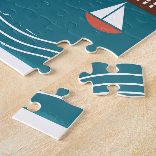 Tanger Port morocco Retro altes Reiseplakat. Puzzle (Seite)