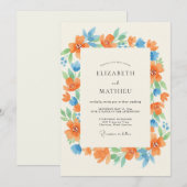 Tangerine Azure Blätterhochzeit Einladung (Vorne/Hinten)