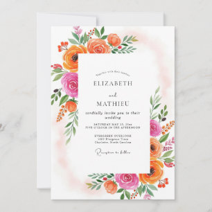 Tangerine Brausendes Sommerhochzeit Einladung