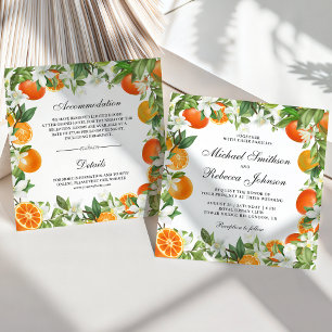 Tangerine Citrus Orange All in One Hochzeit Einladung