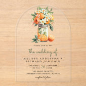 Tangerine Citrus Orange Mason Jar Wedding Acryleinladungen (Vorderseite)