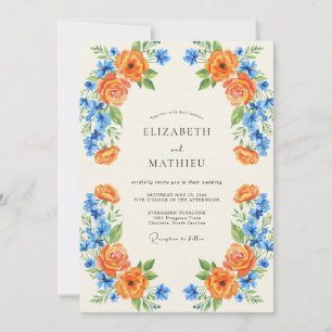 Tangerine Cobalt Lackierte Hochzeit Einladung