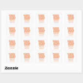 Tangerine Liebes Labyrinth Speichert den Termin Au Quadratischer Aufkleber (Blatt)