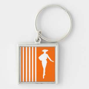Tangerine Modern Stripes with Fashion Silhouette Schlüsselanhänger