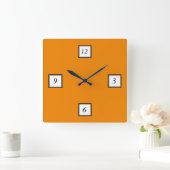 Tangerine Orange Quadratische Wanduhr (Zuhause)