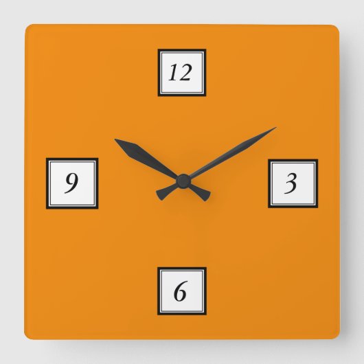 Tangerine Orange Quadratische Wanduhr (Vorderseite)
